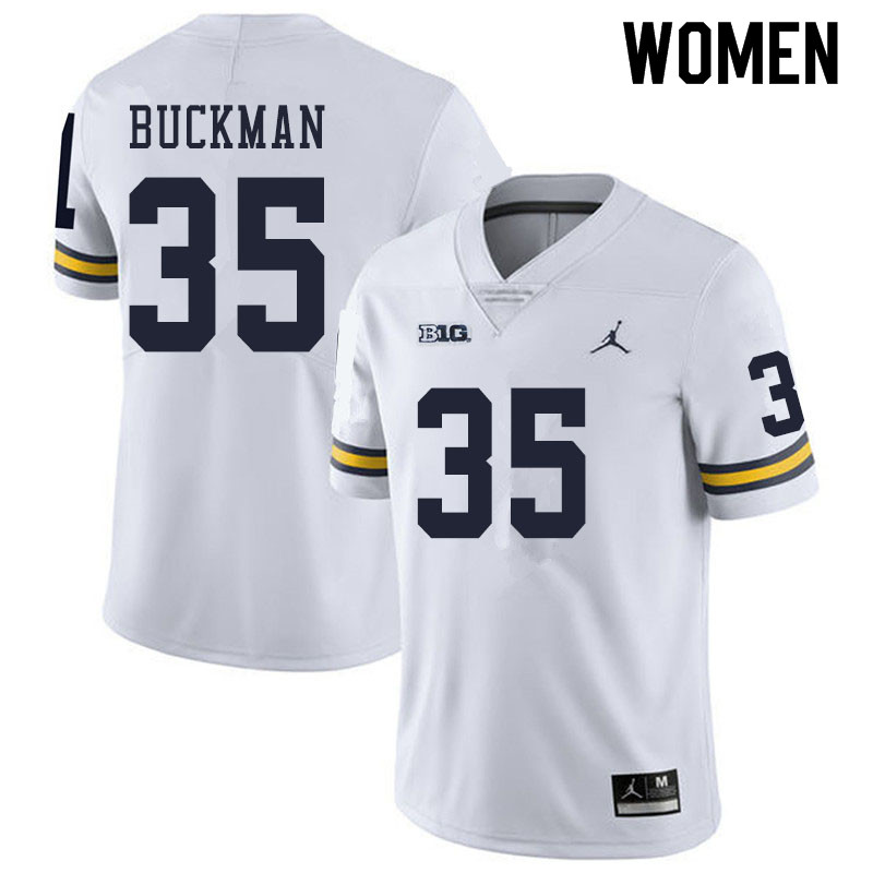 Women #35 Luke Buckman Michigan Wolverines College Football Jerseys Sale-White